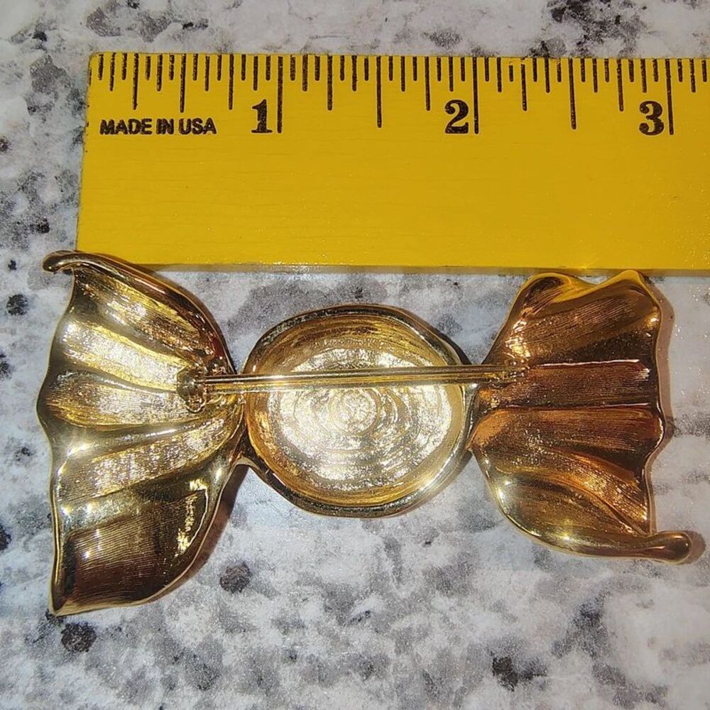 Vintage Rare St. John Gold Tone Red Enamel Candy Brooch - Picture 2 of 3